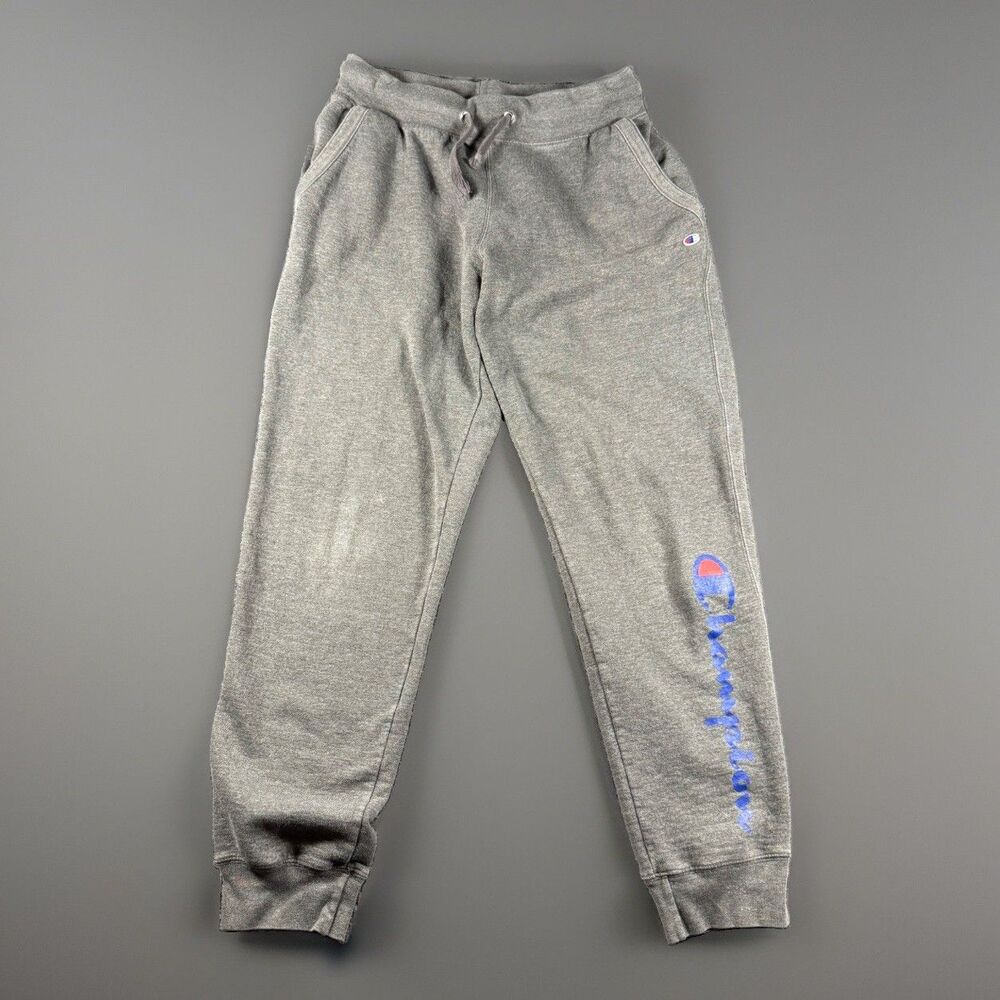 Champion Women's Powerblend Graphic Logo Jogger Sweatpants Gray Size Medium M